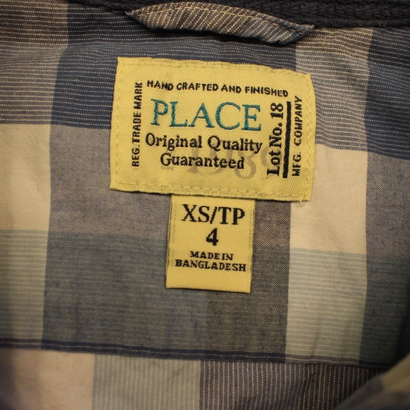Boys Shirt. 100% cotton, blue check pattern - Picture 7 of 8